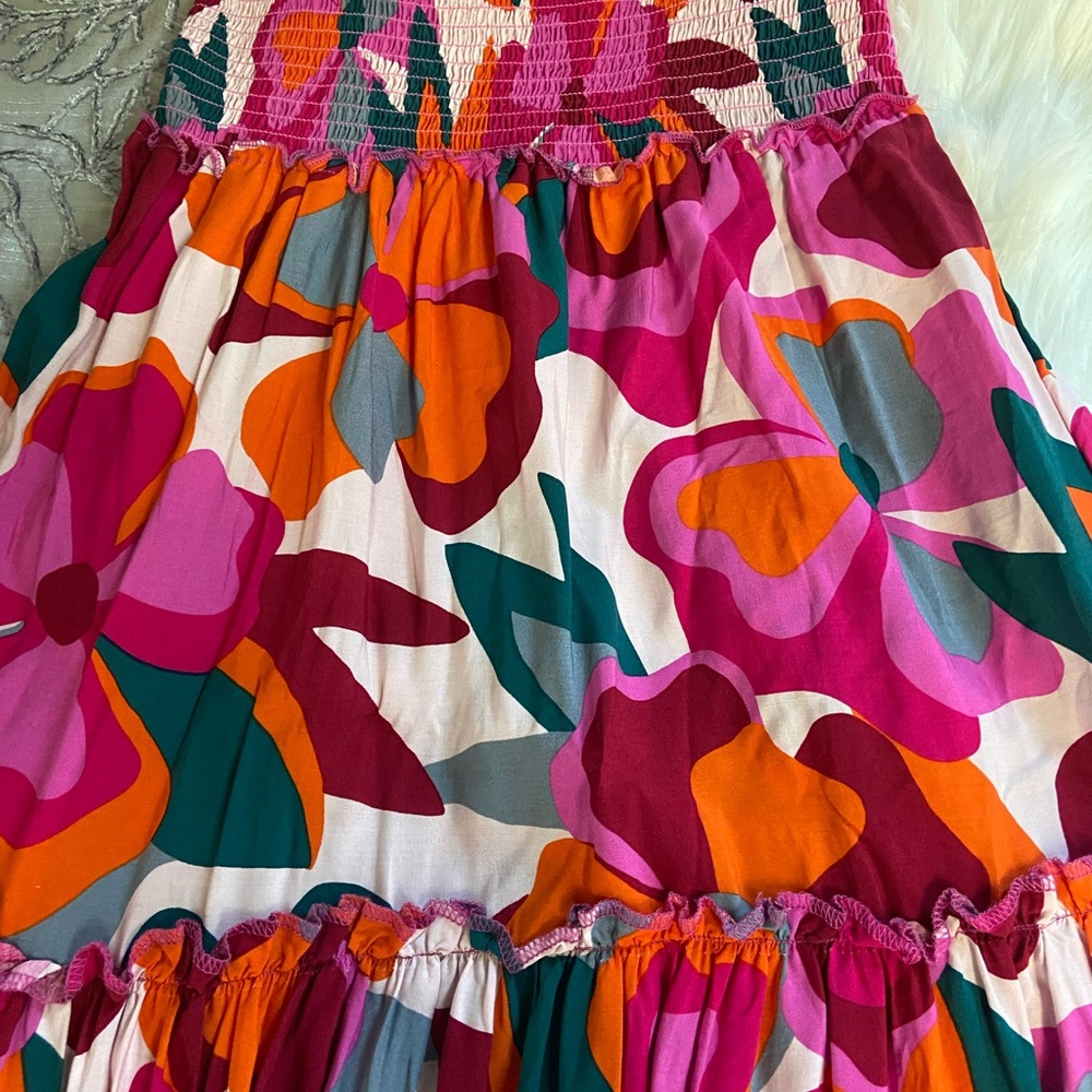 ABEL the Label SZ M Pink, Orange. And Teal Floral Maxi Skirt - Picture 4 of 7